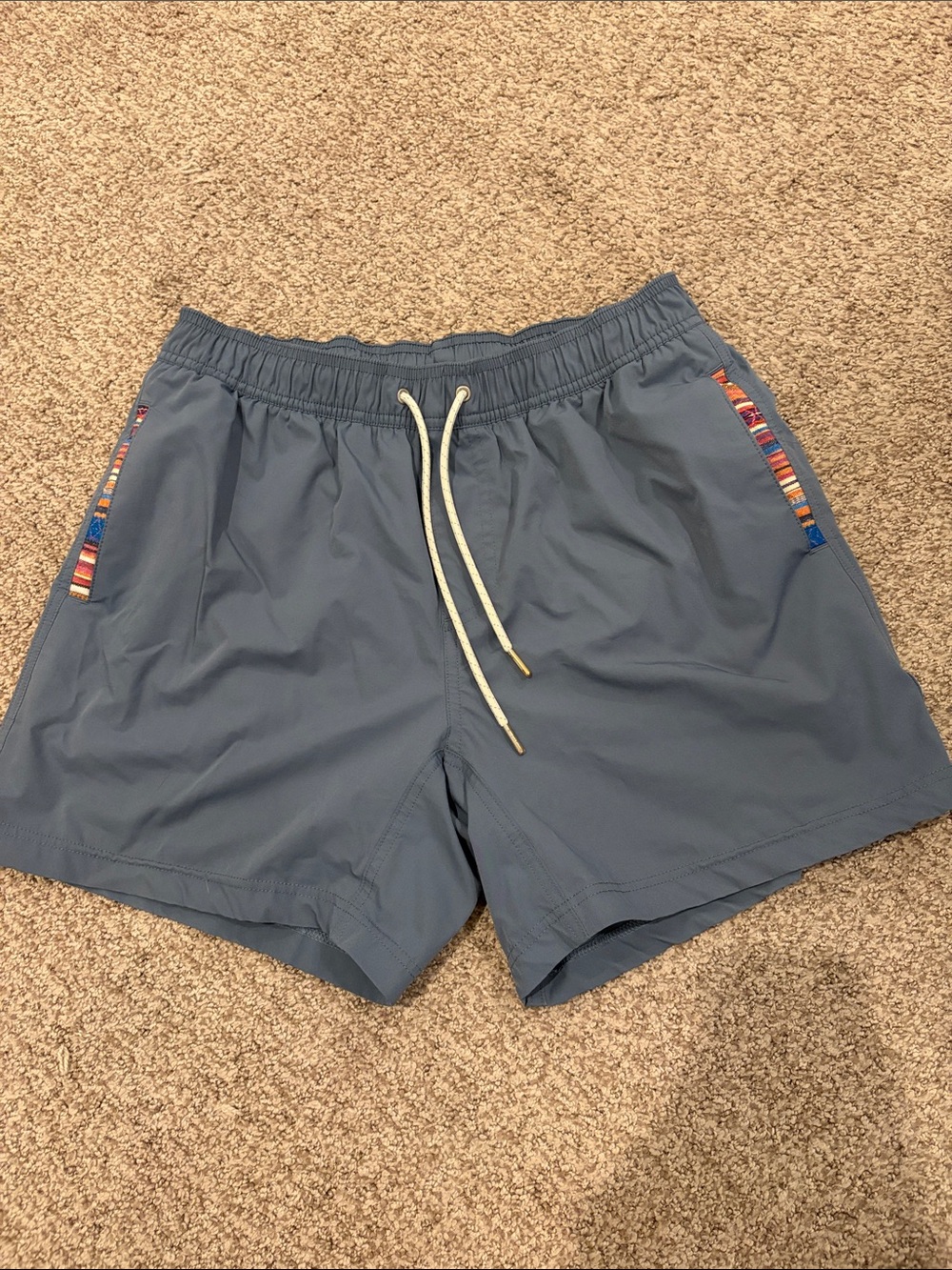 Men's Athletic Drawstring Shorts in Dusty Blue